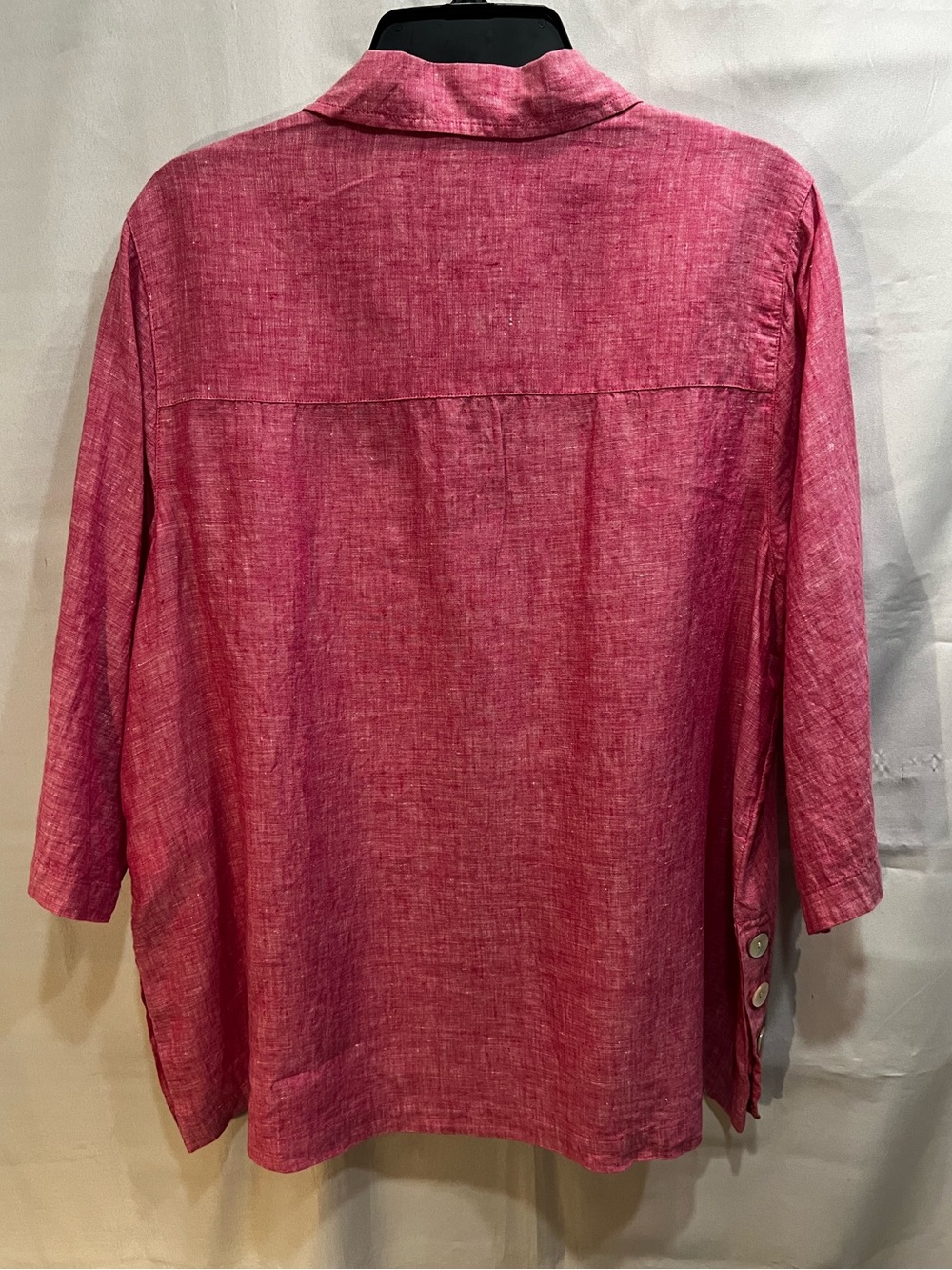 Tahari Linen Three Quarter Sleeve Heathered Pink V-Neck Tunic Blouse Size 1X - Picture 2 of 7